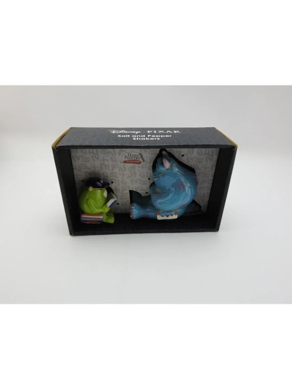 Disney Pixar Monsters Inc Sulley Mike Salt Pepper Shakers Hand Painted NIB